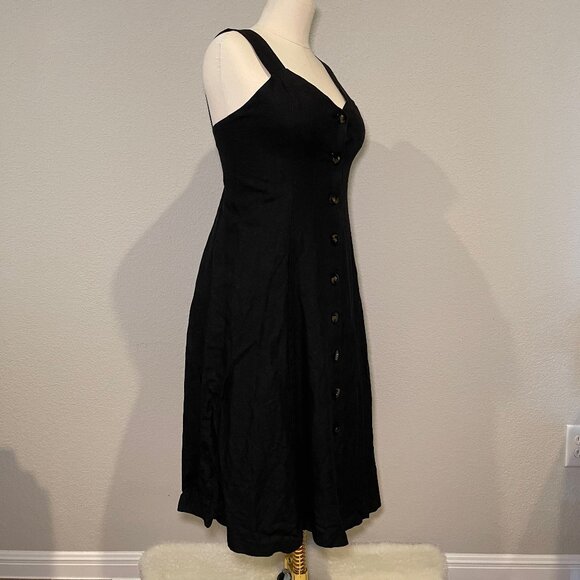 Sezane Gabby Dress in black linen, size 40, US 8 - Picture 2 of 10